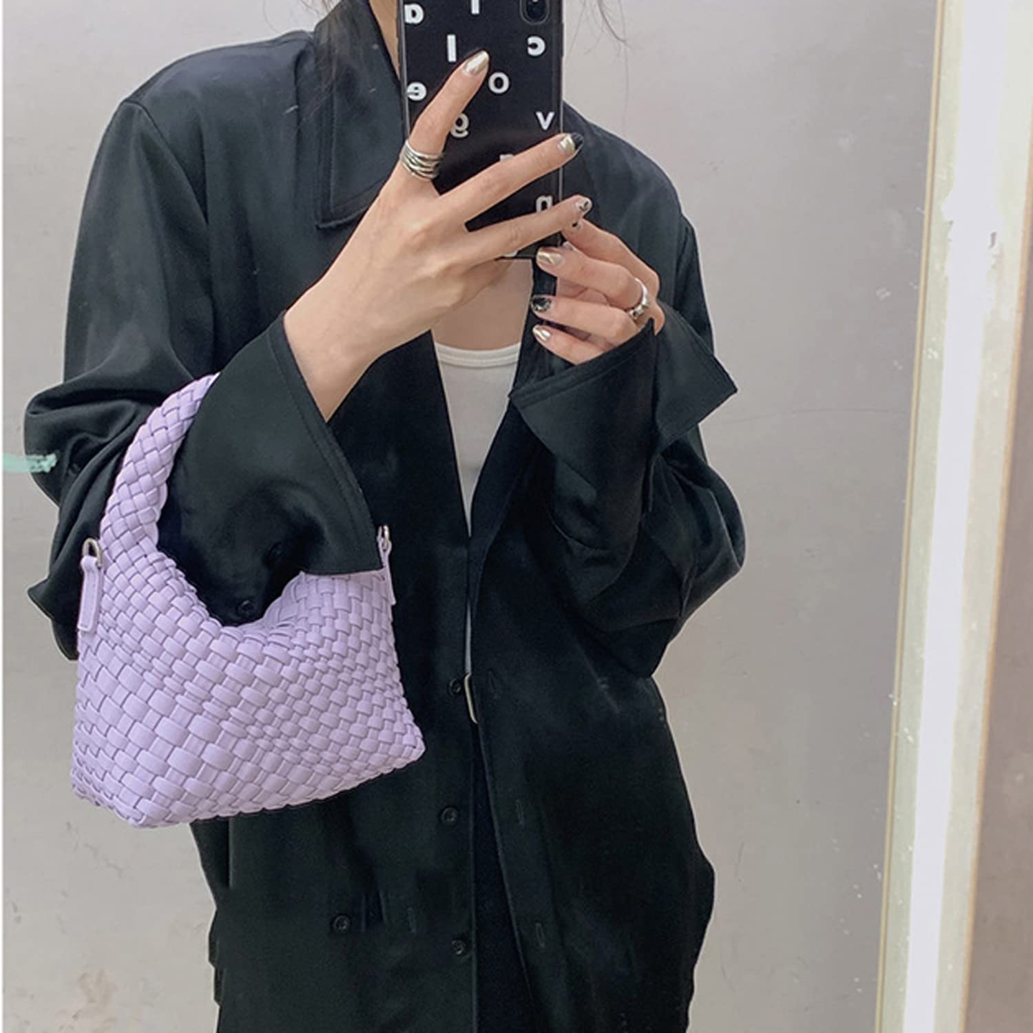 JINMANXUE Small Hand Woven Handbags for Women - Stylish Shoulder Crossbody Purse & Top Handle Hobo Tote Bag - Perfect for Casual Outings, Shopping, and Travel