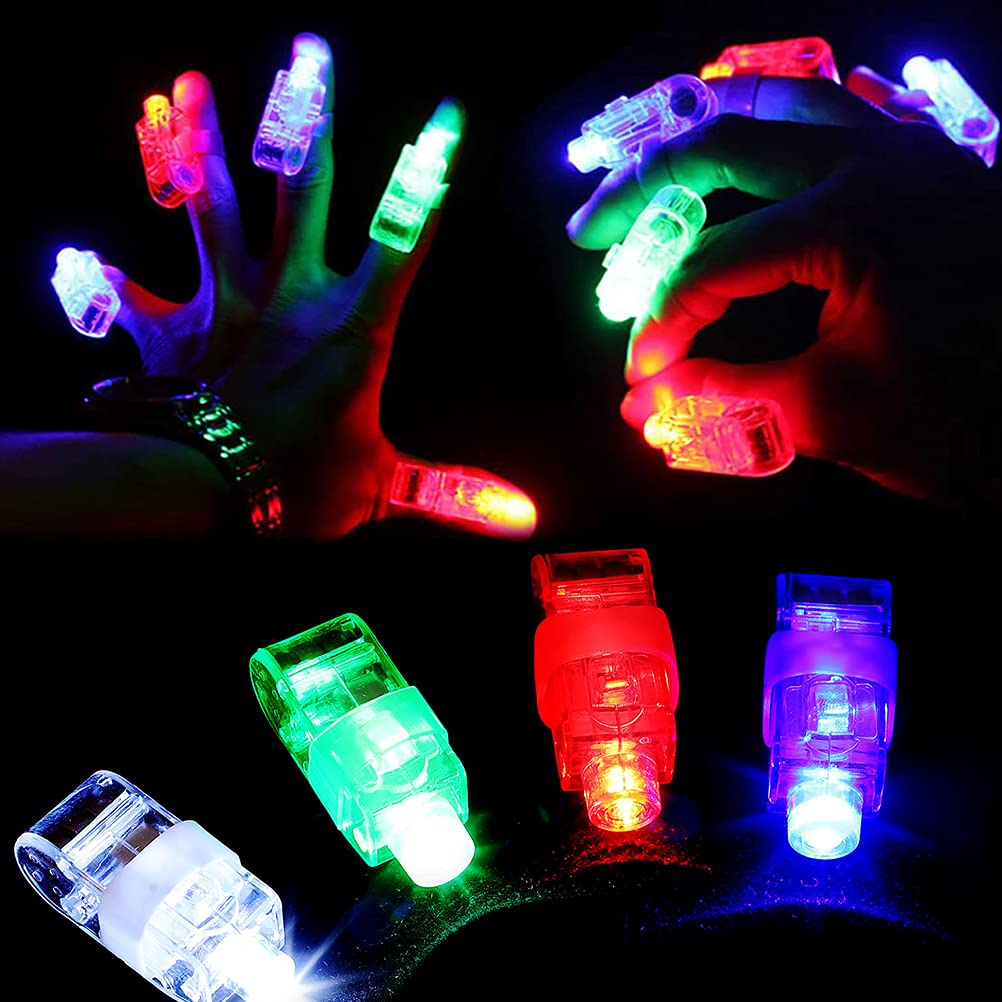 24pcs LED Finger Lights Glow Sticks - Colorful Light Up Ring Toys for Kids & Adults (Random Colors) - Perfect for Parties, Raves, Concerts & Night Events