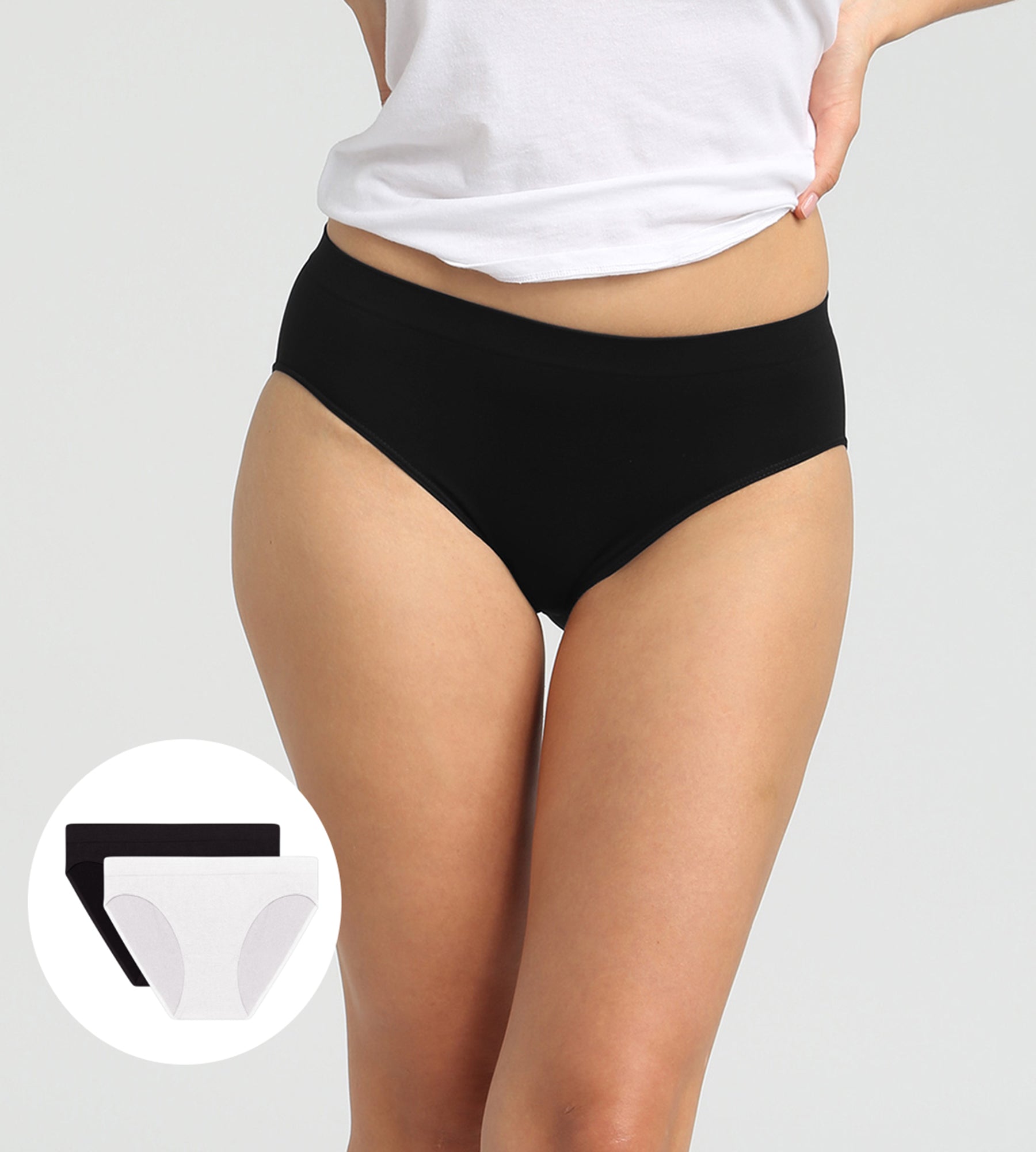 Seamless Microfiber Underwear Pack of 2 - Black & White Eco-Friendly Les Pockets for Comfort & Breathability | Perfect for Yoga, Travel & Everyday Wear