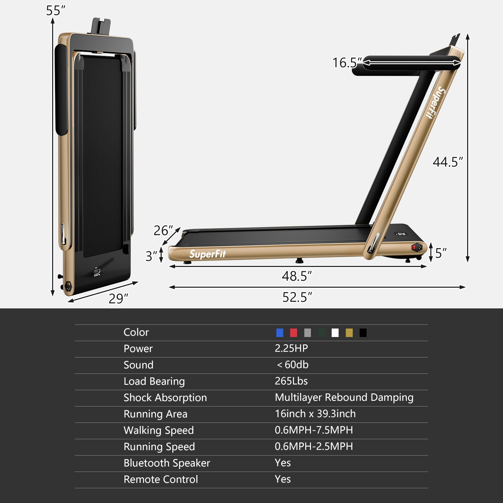 Goplus 1100W Folding Treadmill - Electric Motorized Running Machine for Home Gym Fitness & Cardio Workout - Compact Space Saving Design with Support for Small Apartments & Home Offices