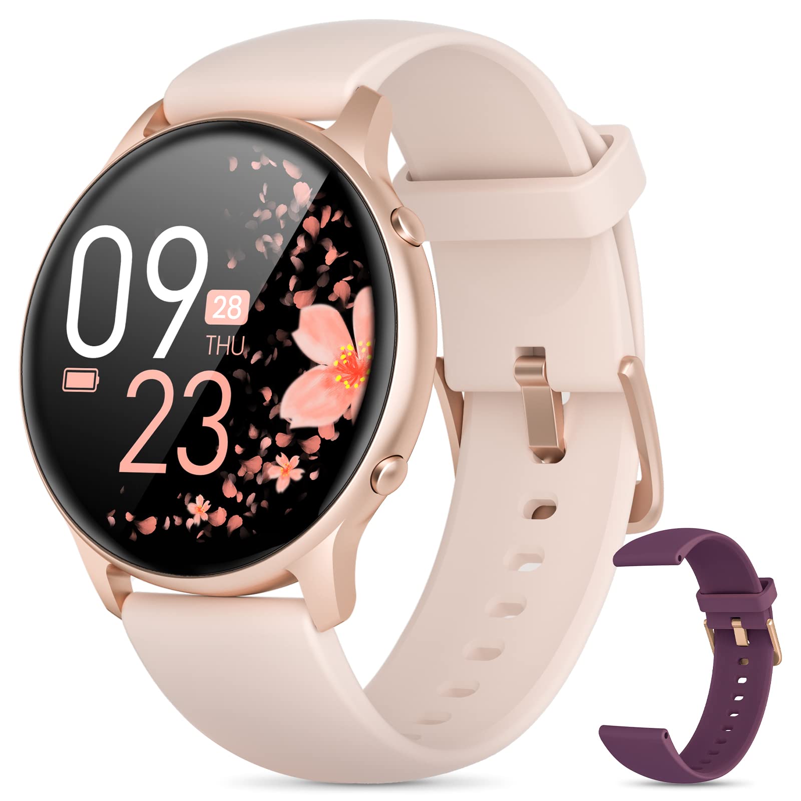 2022 Smart Watch for Women - Fitness Tracker with Heart Rate, Blood Oxygen & Sleep Monitor, 3ATM Waterproof, Step Counter, Compatible with Android & iPhone (Pink) - Perfect for Workouts, Running & Daily Health Tracking