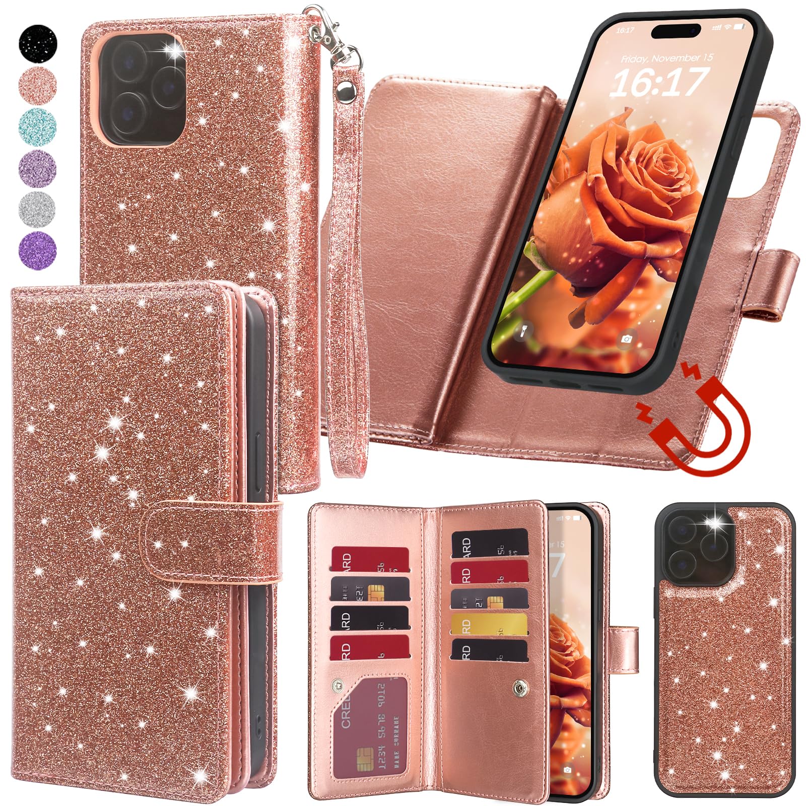 Detachable Magnetic Wallet Case for iPhone 12 Pro Max (6.7