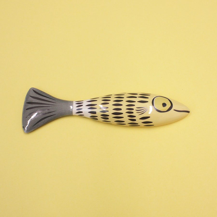 Slim Fish Ceramic Wall Art - Handmade Yellow Decorative Tile for Kitchen, Bathroom & Living Room - Unique Home Décor Gift Idea