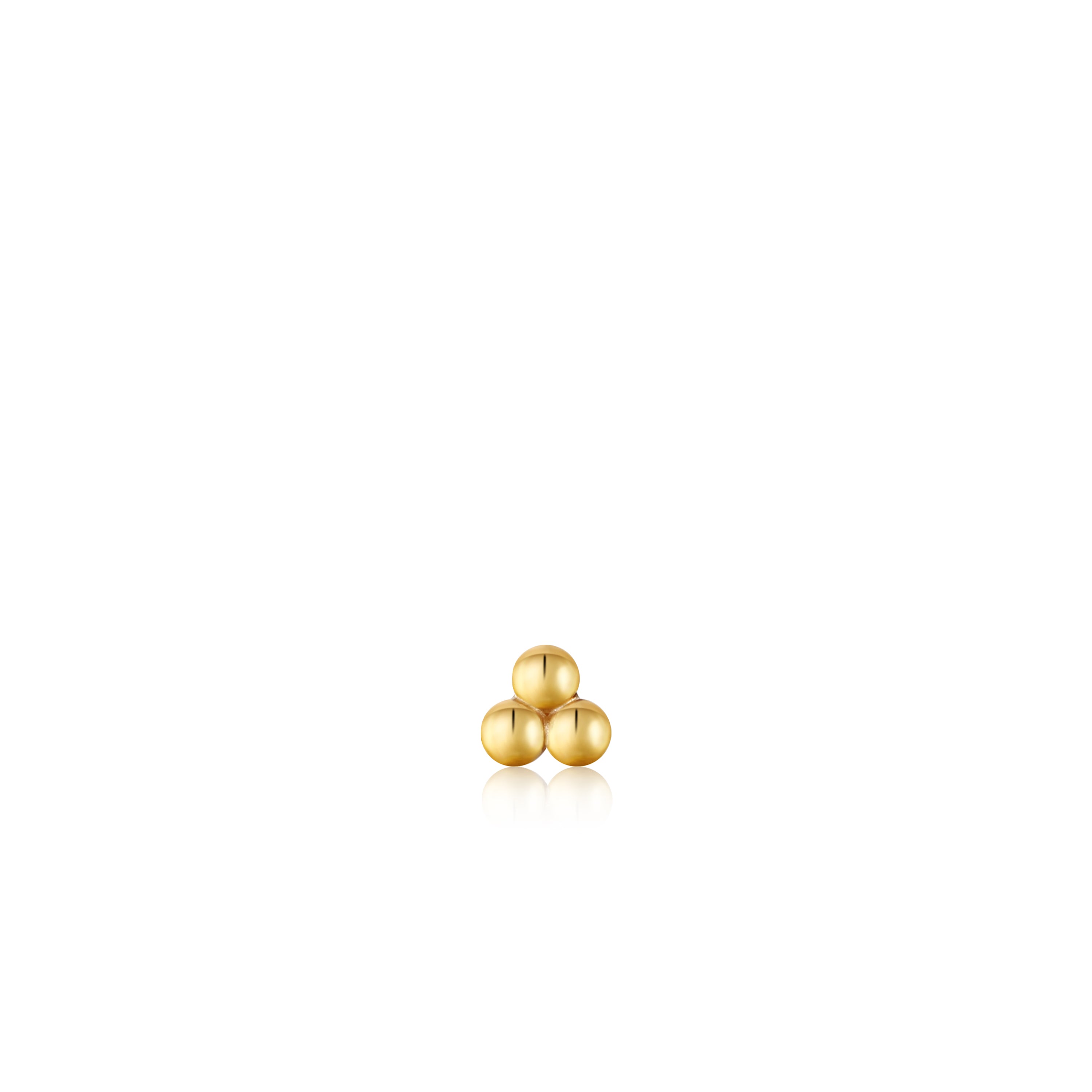 Gold Triple Ball Barbell Single Earring - Body Jewelry for Cartilage, Helix, or Tragus Piercing - Perfect for Everyday Wear or Special Occasions