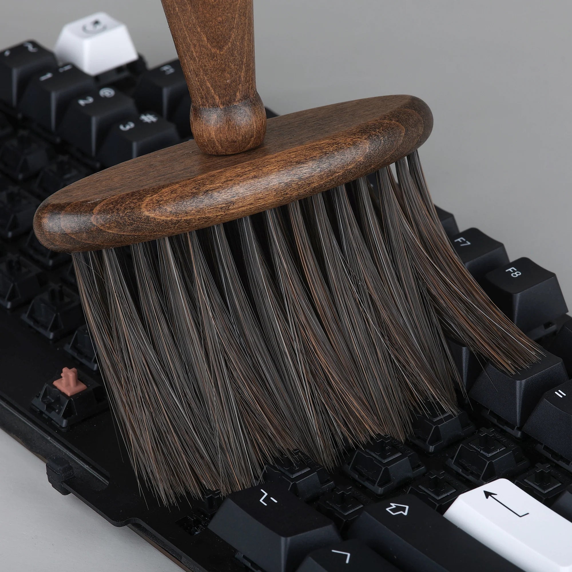 Premium Mahogany Wood Keyboard Cleaning Brush for Mechanical Keyboards - Gentle Dust Removal for Gamers, Typists & Office Use