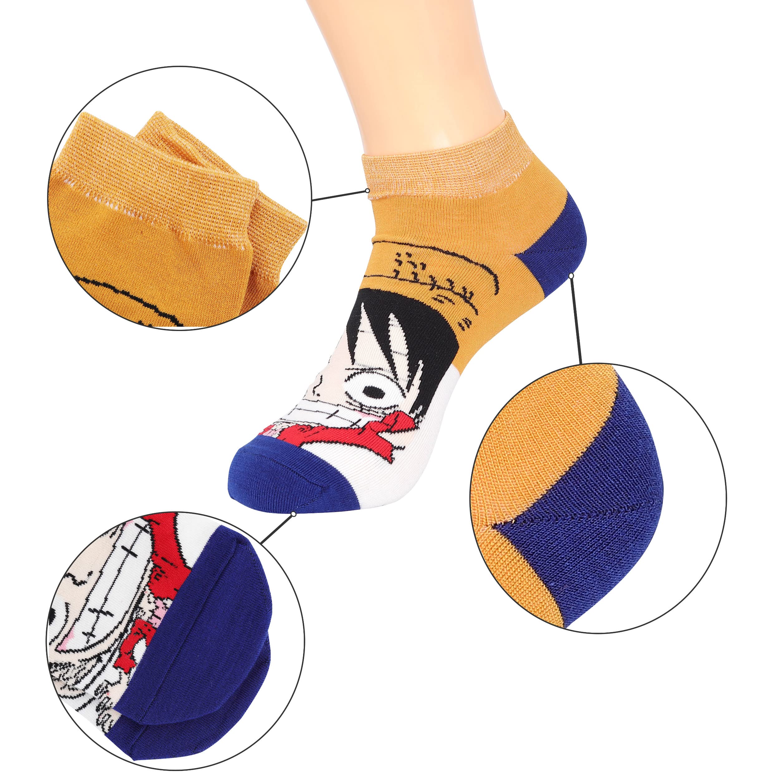 Roffatide Anime Ankle Socks 5 Pairs - Cute Cartoon Crew Socks for Women & Girls - Perfect for Cosplay, Gifts, and Everyday Wear