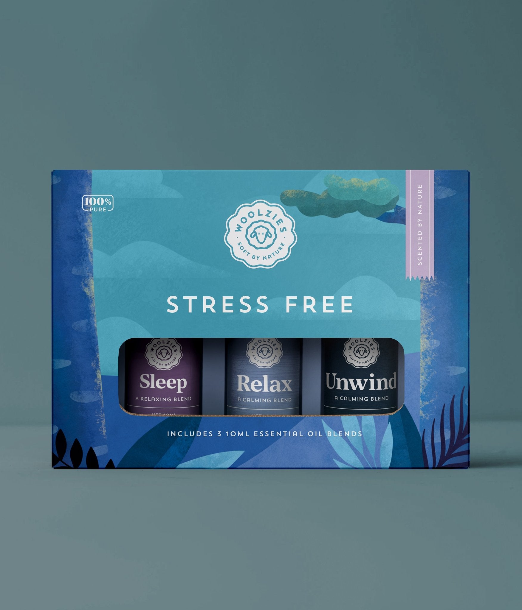 WOOLZIES Stress Free Essential Oil Collection - Relaxing Aromatherapy Set for Home, Office & Spa | 100% Pure Therapeutic Grade Oils for Diffusers, Massage & Self-Care