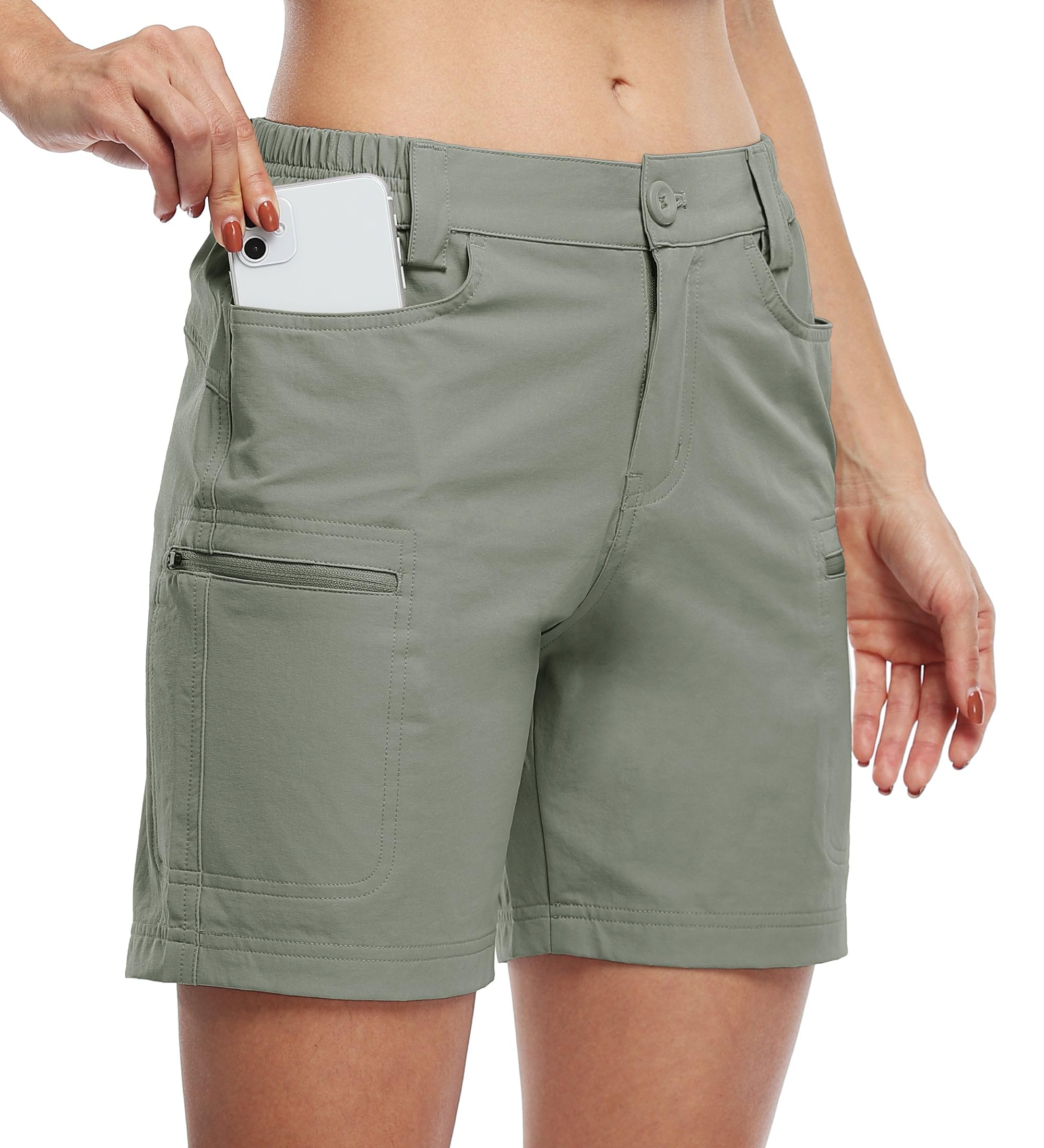 Willit Women's Cargo Hiking Shorts - Stretch Golf & Outdoor Shorts with Pockets - Water Resistant & Breathable for Summer Adventures, Camping, and Travel