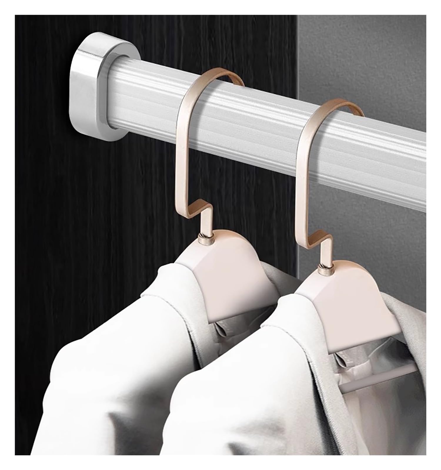 Wall Mounted Aluminum Closet Rod - Adjustable 24 to 50 Inch Clothes Hanging Bar for Wardrobe Organization (Silver) - Perfect for Bedroom Closets, Laundry Rooms & Apartment Storage Solutions