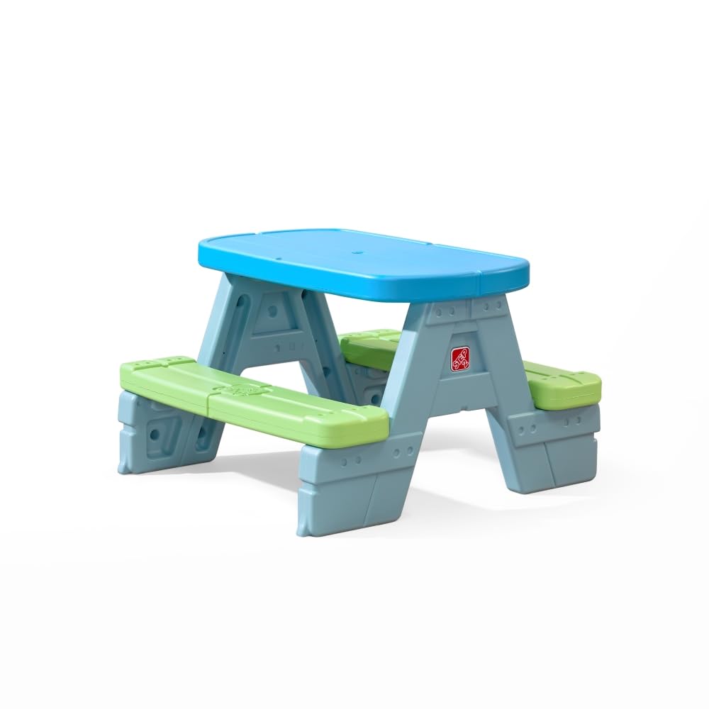 Step2 Sun & Shadel Kids Picnic Table with Removable Umbrella - Durable Plastic Indoor/Outdoor Play Table for Toddlers Ages 1.5-4 Years - Fits 4 Children - Perfect for Backyard, Patio, Playroom & Preschool Activities