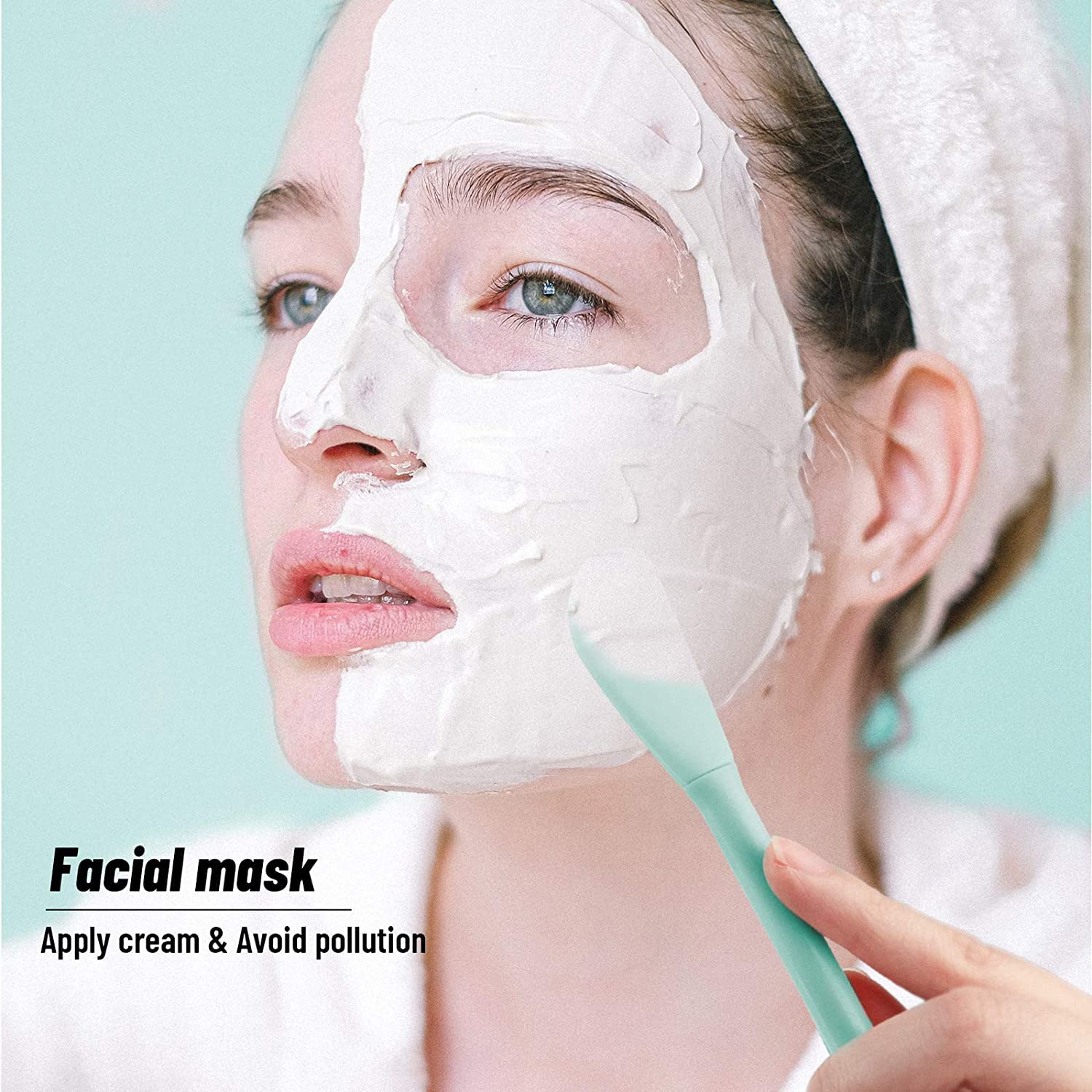 SYGA Silicone Face Cleansing Brush - Exfoliating Scrubber with Dual Head & Flexible Spatula for Deep Pore Cleaning, Blackhead Removal & Makeup Application | Perfect for Skincare Routine, Facial Massage & Mask Application (Green)