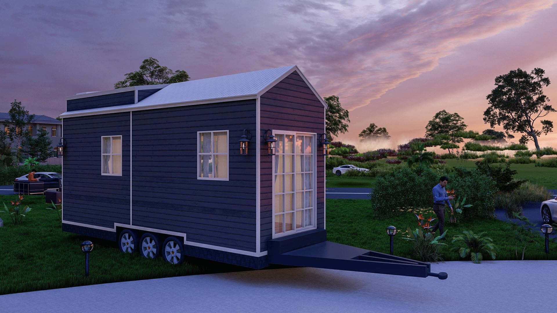 23.5'x8' Tiny Mobile Home with Loft - 188 Sq Ft Living Space with Kitchen, Desk & Bathroom | Perfect for Off-Grid Living, Vacation Homes & Backyard Guest Houses