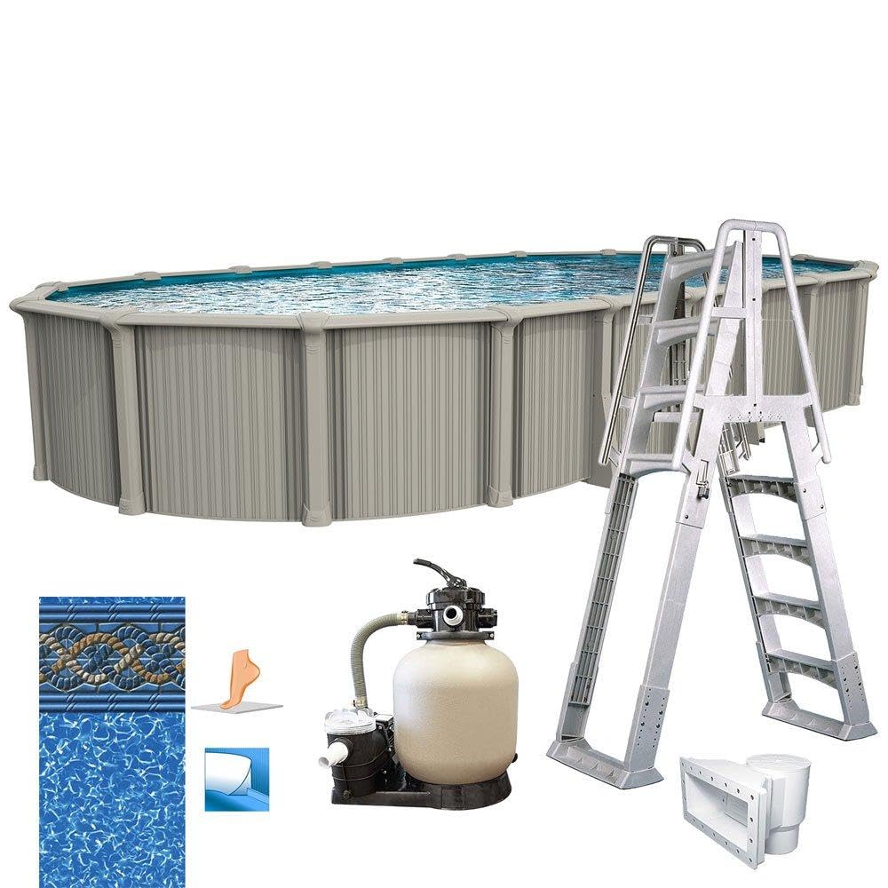 In The Swim 15' x 26' Oval Above Ground Swimming Pool Kit with Sand Filter, Pump System & A-Frame Ladder - Excursion Package for Backyard, Family Fun & Summer Relaxation
