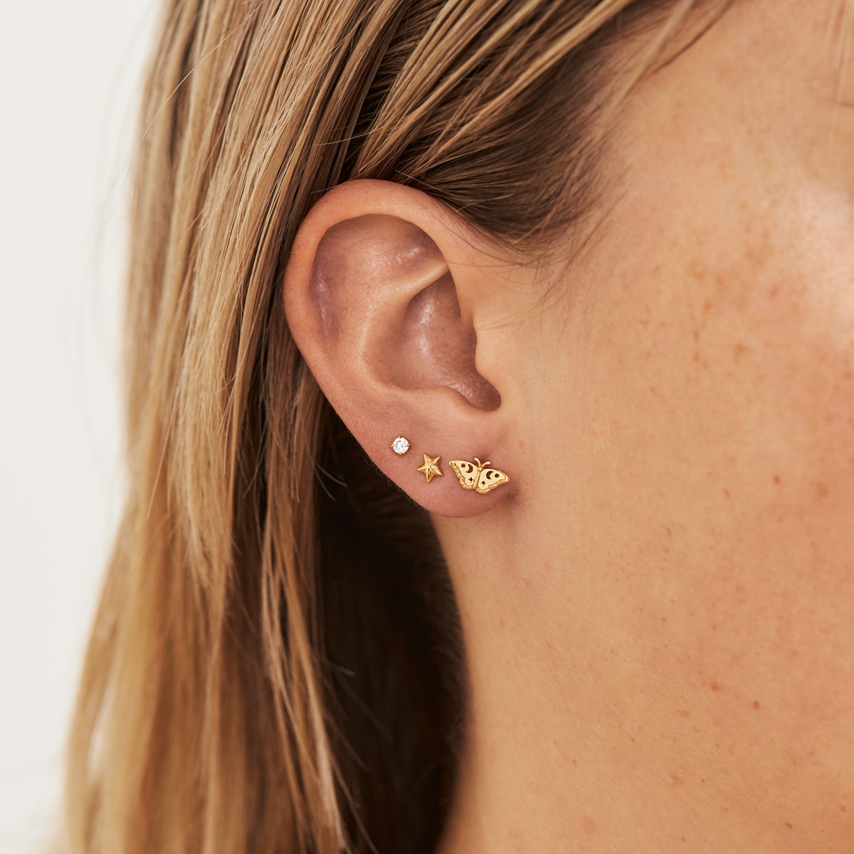 Celestial Moth Stud Earrings - 14K Gold Plated Minimalist Boho Jewelry for Women | Perfect for Everyday Wear, Date Nights & Gift Giving