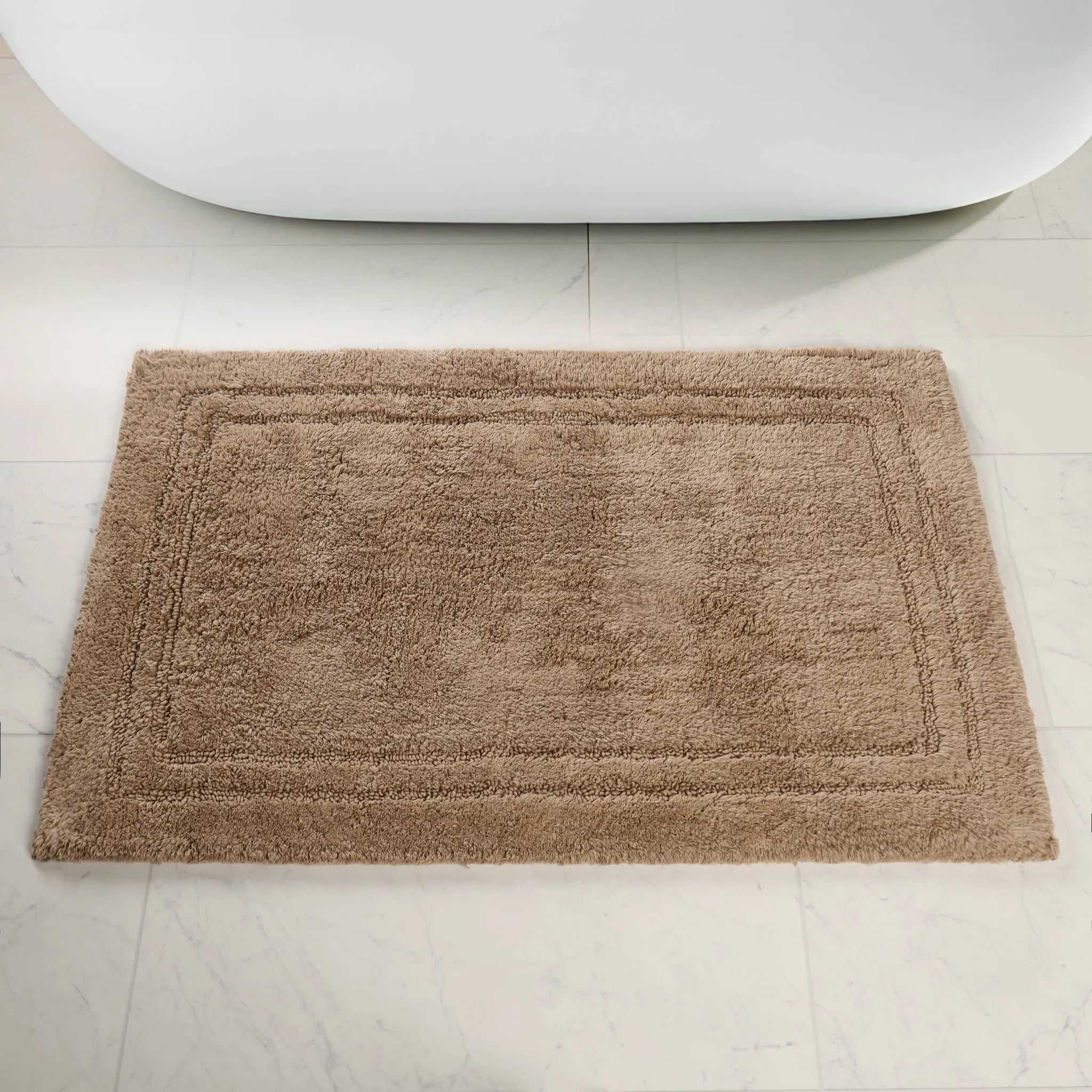Non-Slip Cotton Bathroom Rug Set - 2 Piece Washable Absorbent Bath Mat with Anti-Skid Backing for Bathroom, Shower & Vanity Area