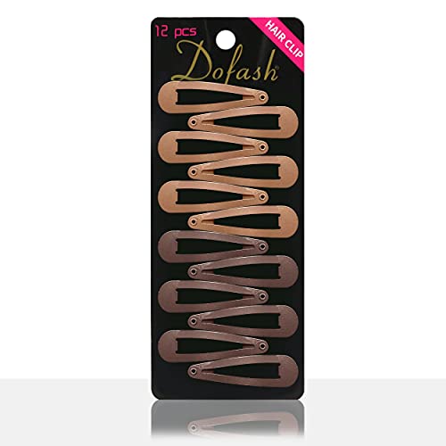 Dofash Small Snap Hair Clips for Women - 12 Pack (Cappuccino) | Hair Barrettes & Grips for Styling