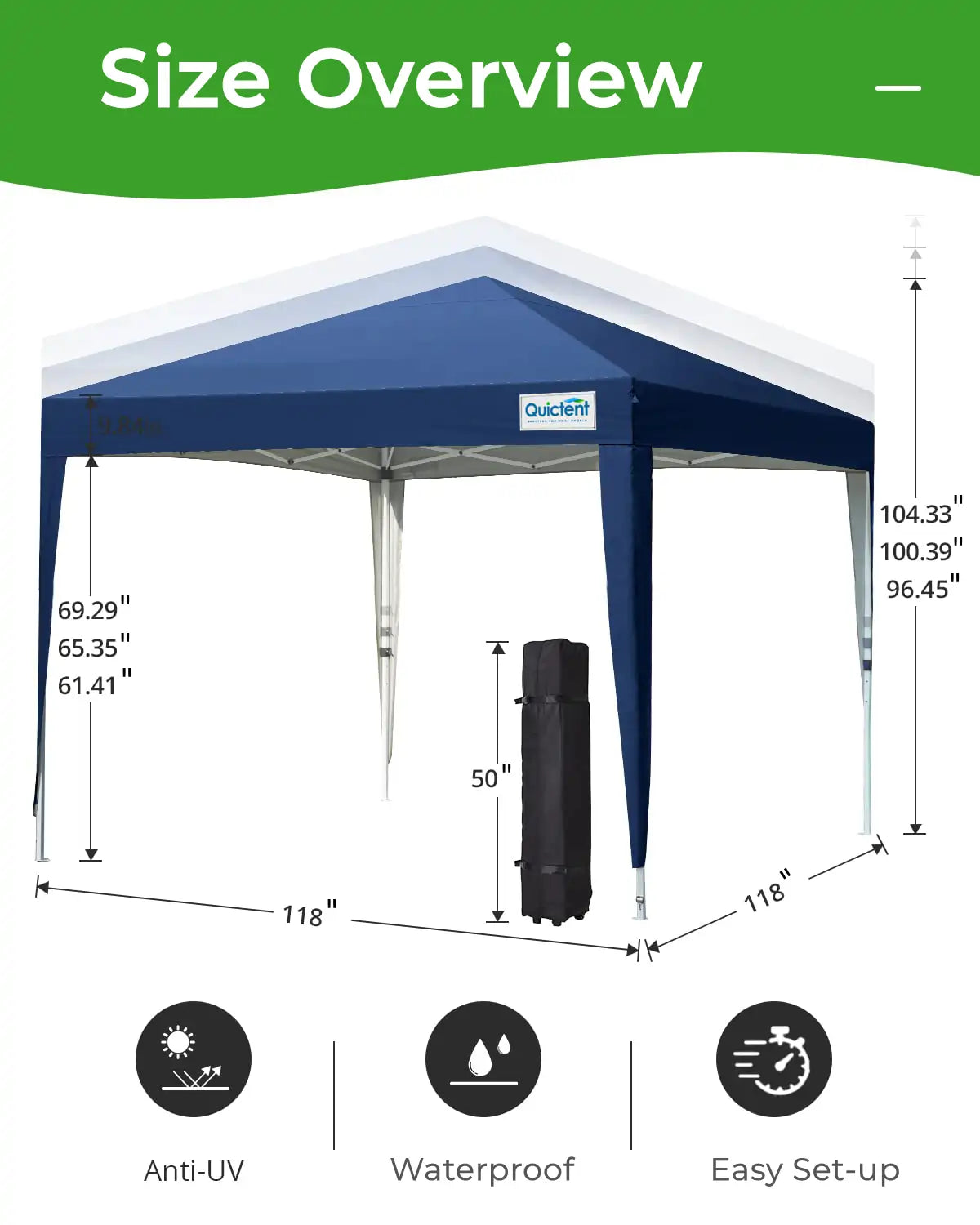 10'x10' Upgraded Pop Up Canopy Tent with Sidewalls - Waterproof Outdoor Shelter for Camping, Beach, Picnics & Backyard Parties