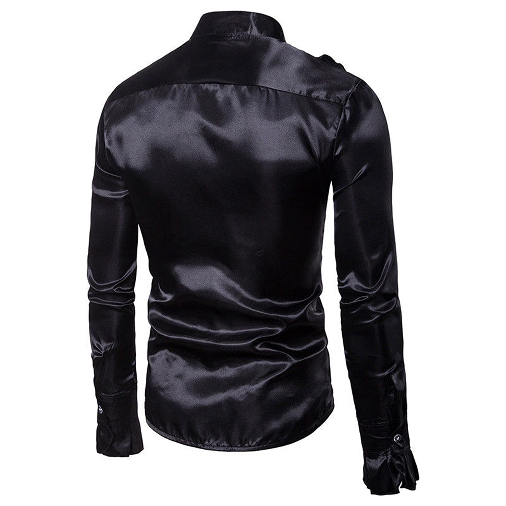 Men's Slim Fit Long Sleeve Dress Shirt - Shiny Design Business Button Down Shirt for Office, Party & 90s Retro Style | Formal & Casual Wear