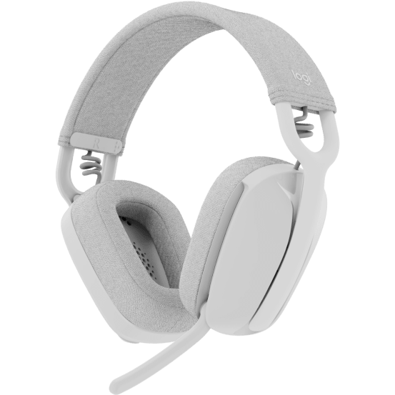Logitech Zone Vibe 100 Wireless Headset - Off White | Noise Cancelling Bluetooth Headphones for Work, Calls & Music | Home Office & Remote Work Essential