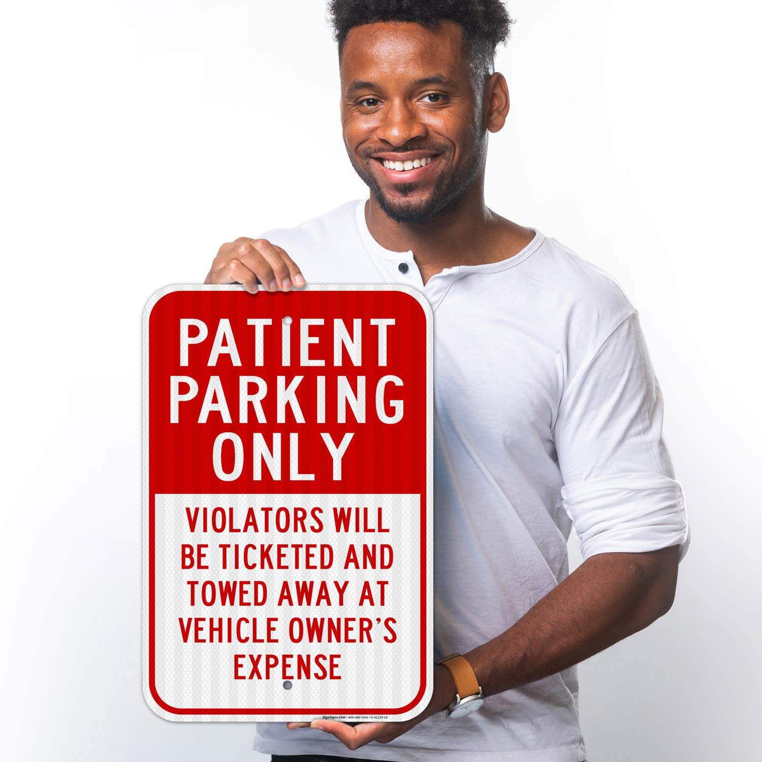 Patient Parking Only Sign - 12x18 Inches Reflective Aluminum Board - 3M EGP .063 Fade Resistant - Easy Mount Indoor/Outdoor Use - Made in USA - Perfect for Hospitals, Clinics & Accessible Parking Areas