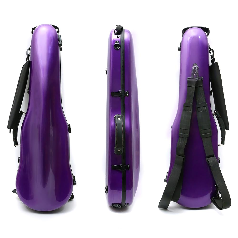 Premium 4/4 Full Size Carbon Fiber Violin Case - Lightweight & Durable Hard Shell Travel Case with Shoulder Straps & Cello-Style Design (Violet) - Perfect for Musicians, Air Travel & Professional Performances
