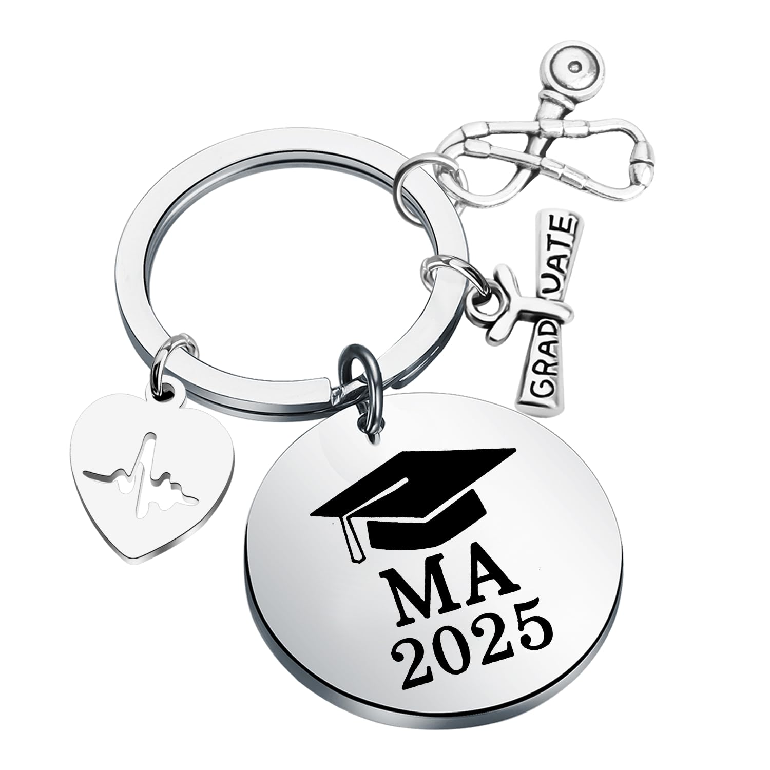 LQRI MA 2025 Keychain - Premium Medical Assistant Graduation Gift for Students & Nurses - Engraved MA Jewelry Keychain for Clinicals, White Coat Ceremony & Healthcare Professionals