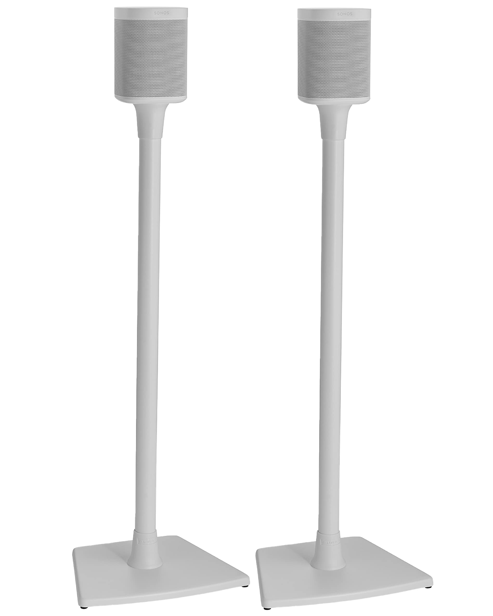 Sanus Premium Fixed Height Speaker Stands Pair for Sonos One, One SL & Play:1 - White with Built-in Cable Management & Easy 3-Step Installation - Perfect for Home Theater, Music Room & Office Setup