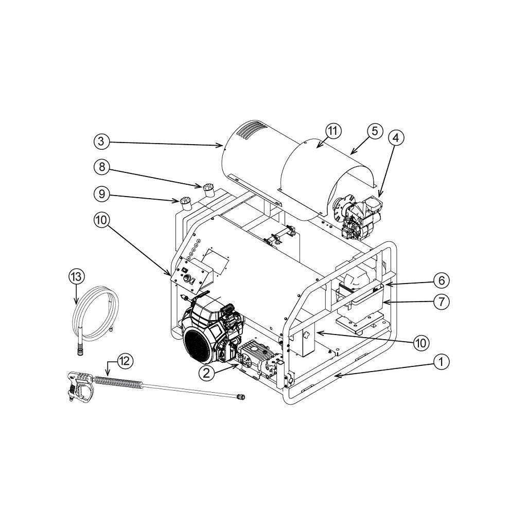 HW3024HG12V & HW3524HG12V 12V Hot Water Pressure Washer Replacement Parts for Commercial Cleaning and Industrial Use