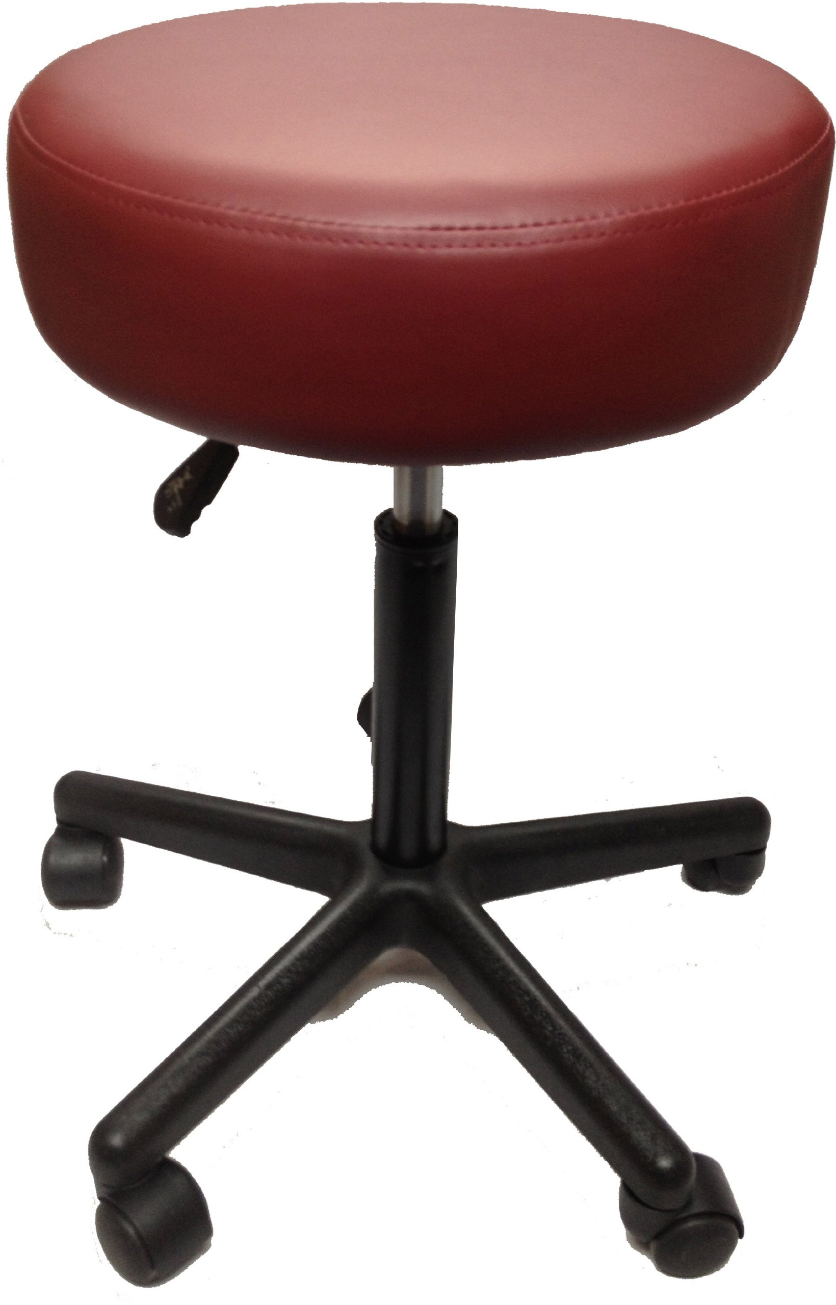 Therabuilt® Adjustable Rolling Pneumatic Stool - Ergonomic Massage & Exam Table Stool for Chiropractors, Physicians & Therapists - Burgundy Vinyl Upholstery - Perfect for Medical Offices & Spa Treatments