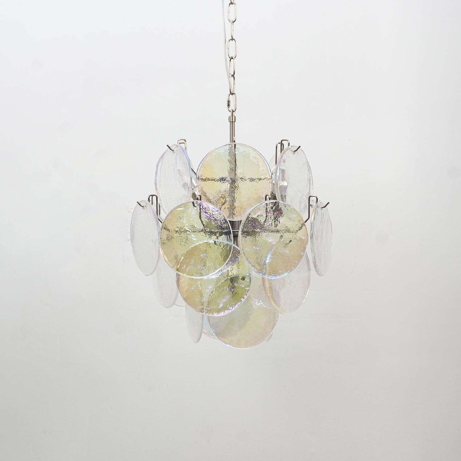 Lunaria Disc Murano Glass Chandelier - Elegant Italian Handmade Lighting Fixture for Dining Room, Living Room & Bedroom Decor