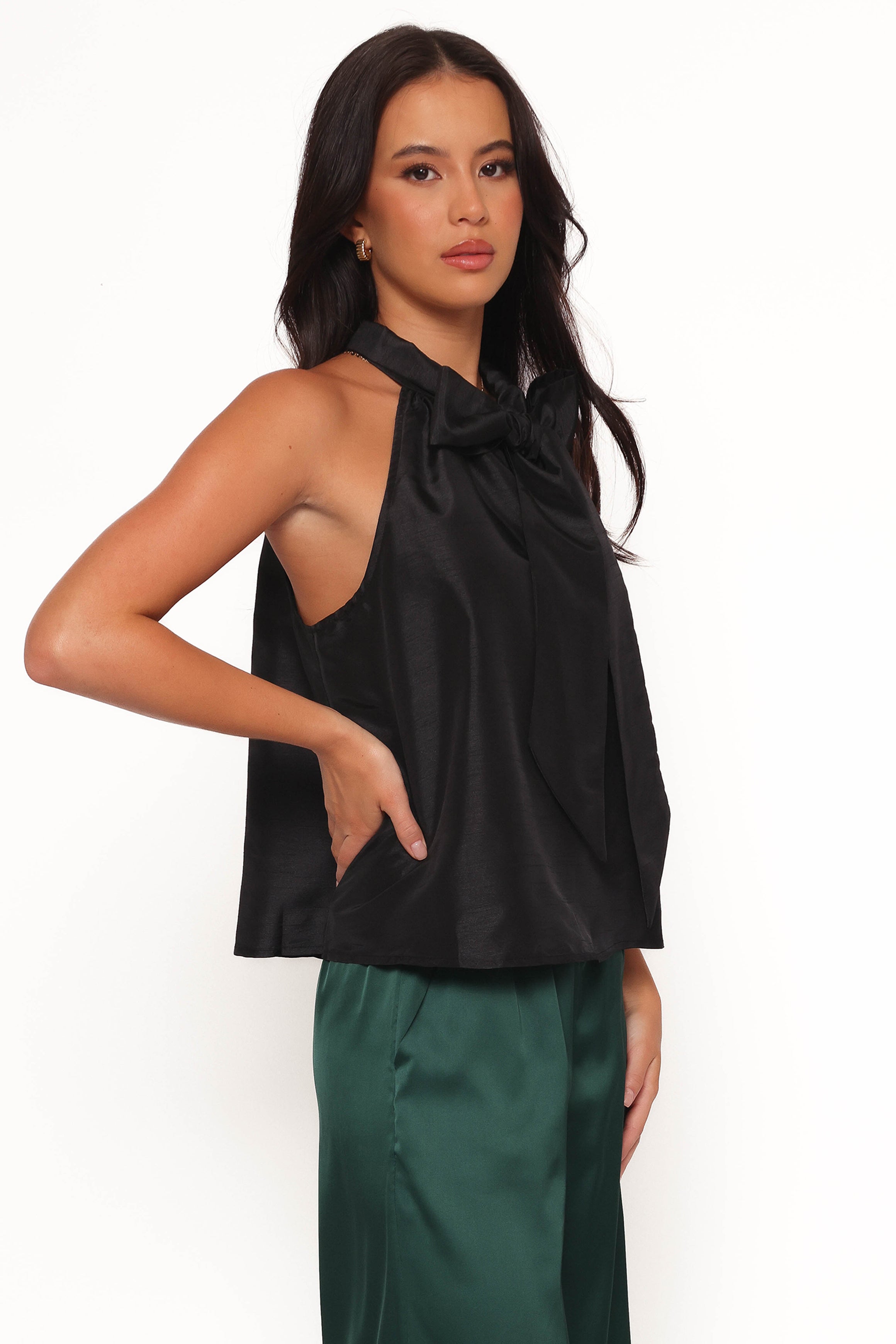 Faith Bow Top Black - Elegant Women's Blouse for Casual Wear, Office & Special Occasions