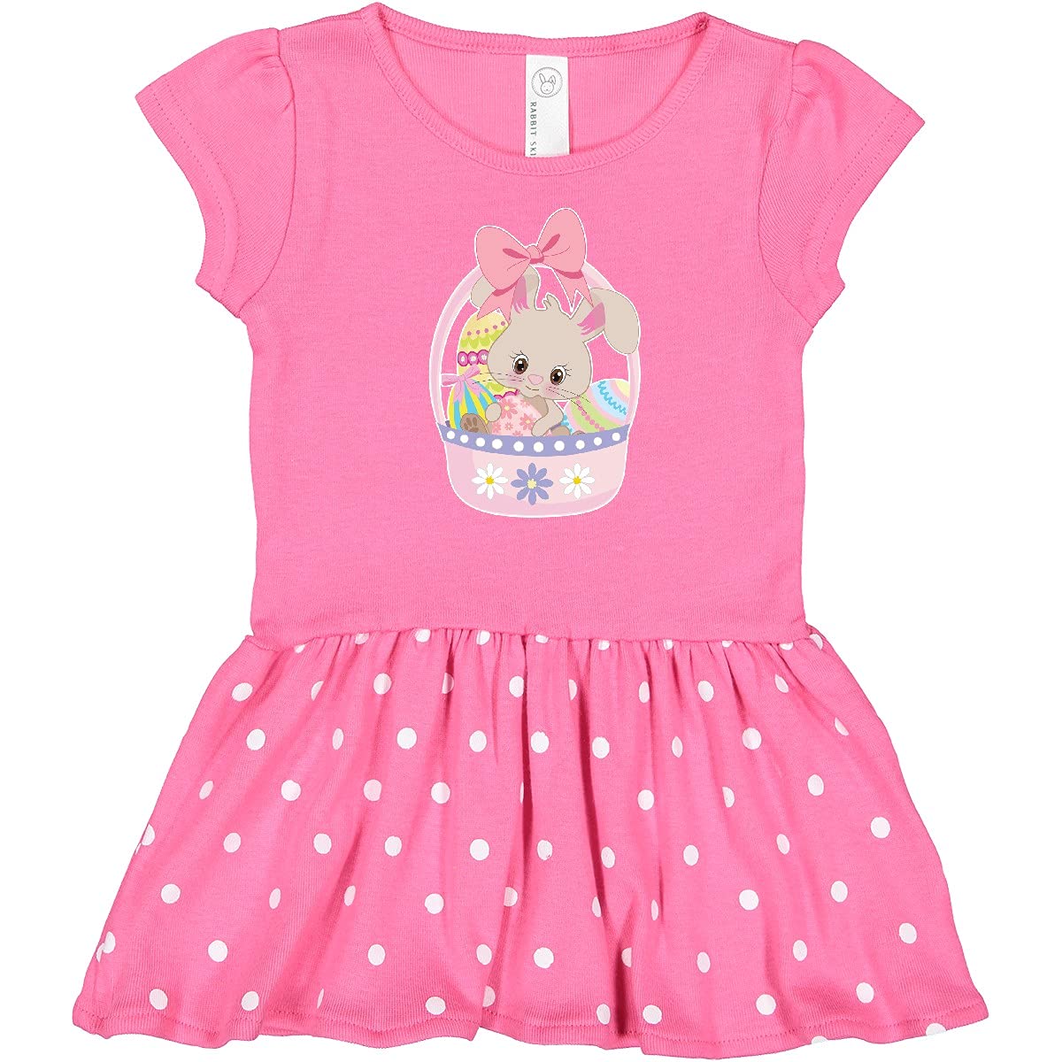 Inktastic Easter Bunny in Basket with Eggs Baby Girl Dress - Cute Easter Outfit for Infants, Spring Photoshoot & Holiday Celebrations