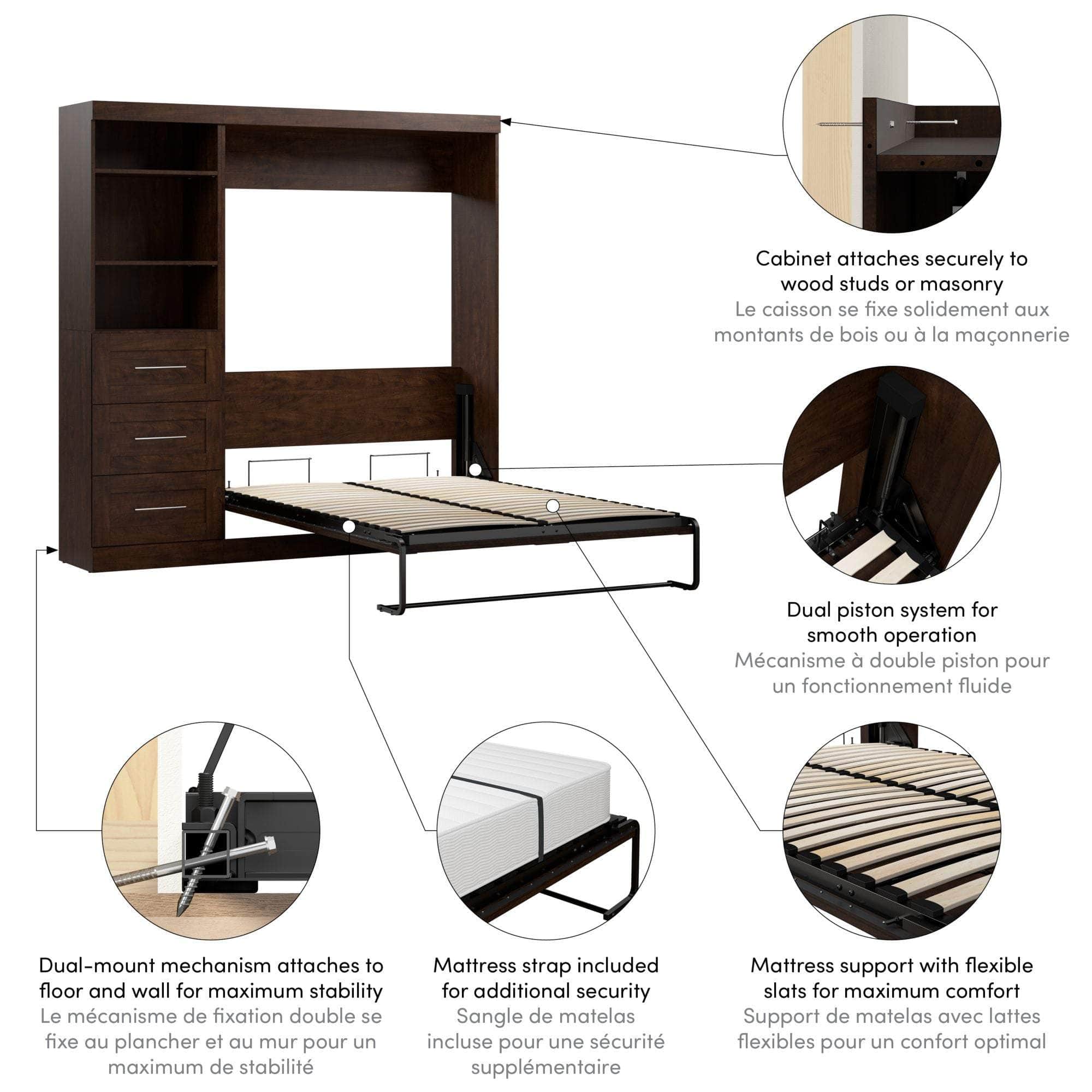 Pur Full Murphy Wall Bed with Storage Drawers - 84