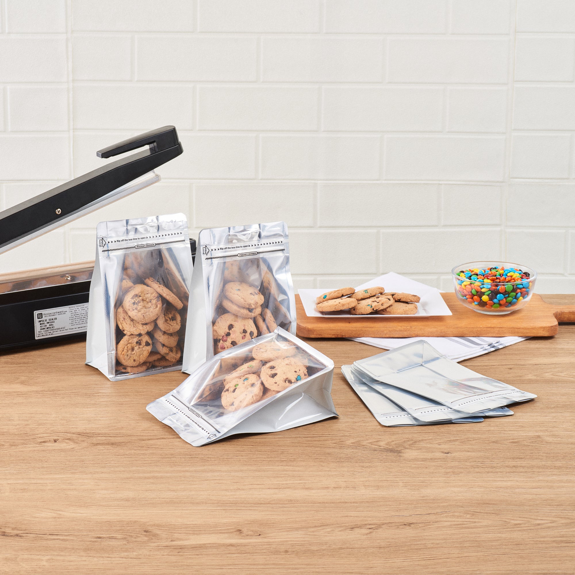 White Plastic Medium Snack Bags - Double Seal, Rip Lock, Heat Sealable (8x5x3.25 Inches) - 100 Count Box - Perfect for Food Storage, Meal Prep & On-the-Go Snacks