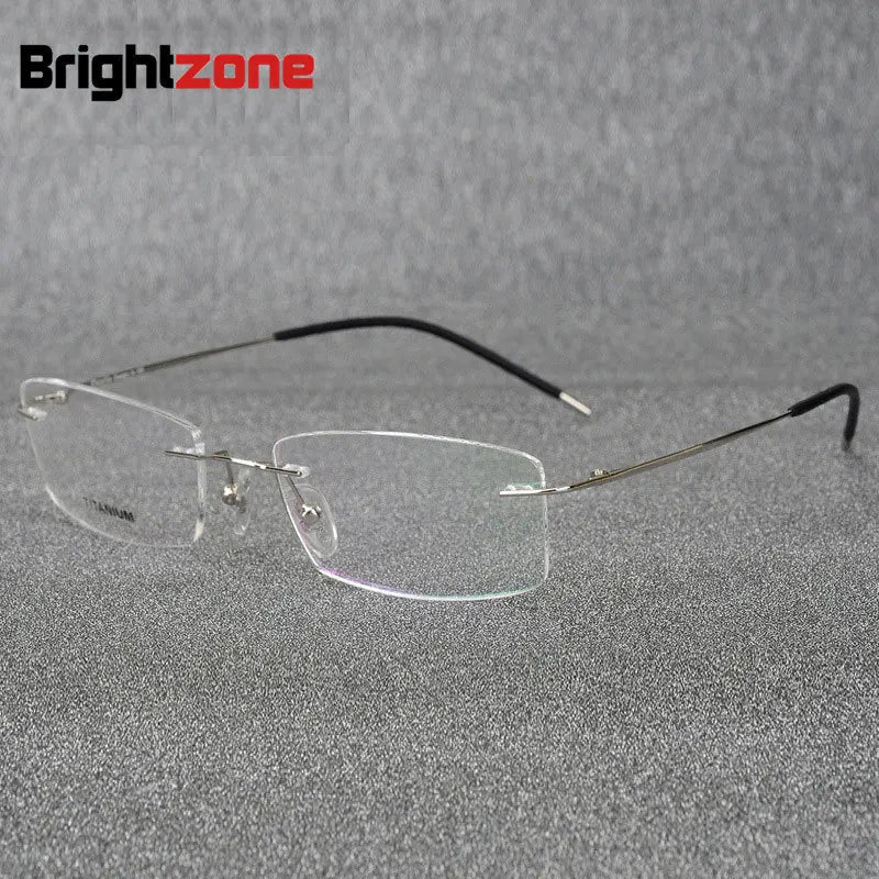 Brightzone Women's Rimless Square Titanium Alloy Eyeglasses 76210 - Lightweight & Durable Glasses for Work, Reading & Fashion