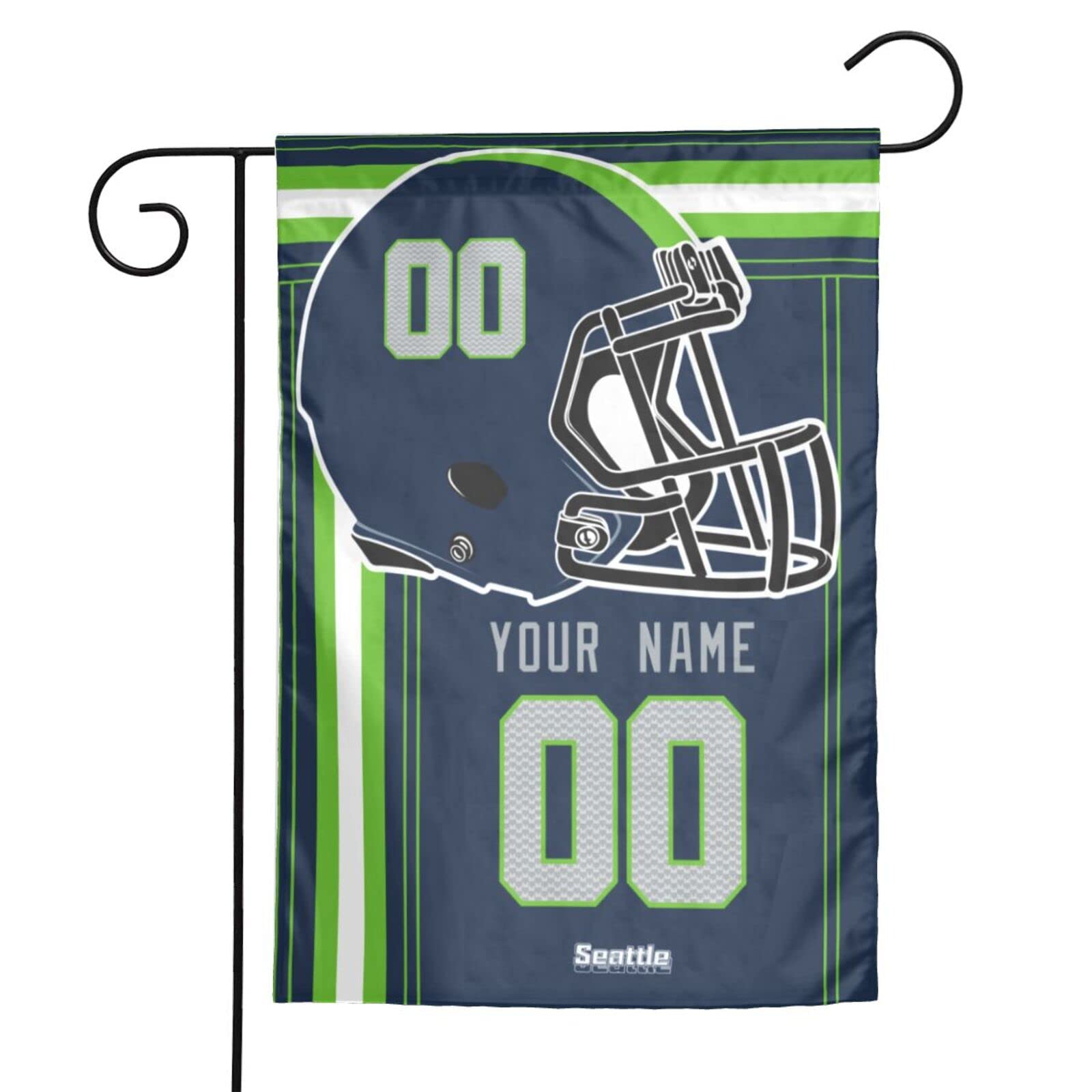 Double Sided Personalized Seattle Garden Flag - Custom Name & Number for Sports Fans | Perfect for Home Decor, Yard Display & Team Spirit Gifts