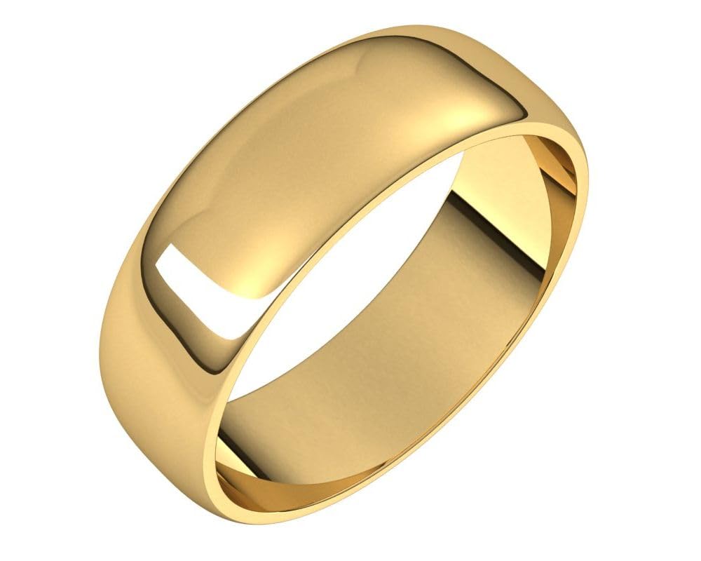 10K Yellow Gold 6mm Half Round Wedding Band for Women - Perfect for Bridal & Anniversary Gifts