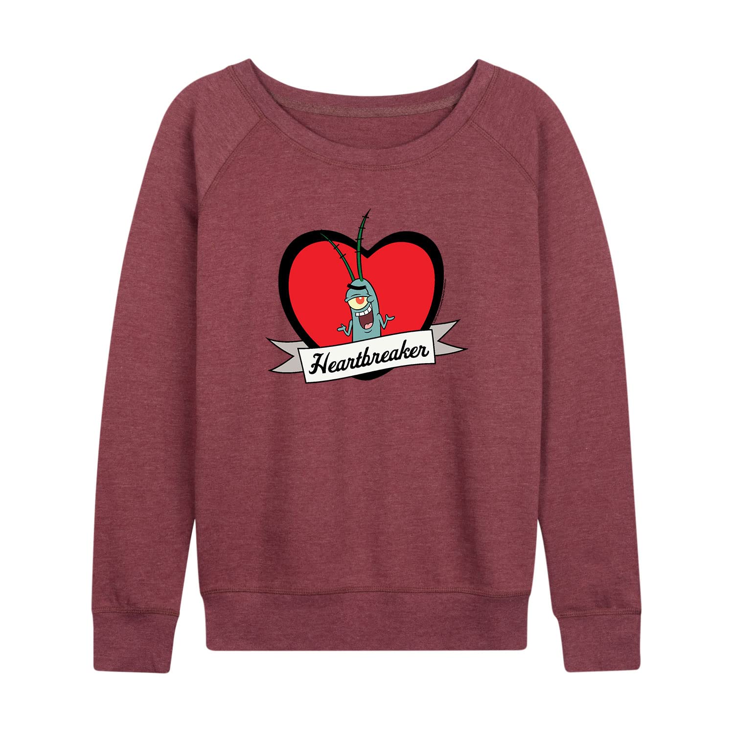 SpongeBob SquarePants Heartbreaker Women's Lightweight French Terry Pullover Hoodie | Cute Cartoon Graphic Sweatshirt for Women | Casual Lounge Wear, Street Style Fashion