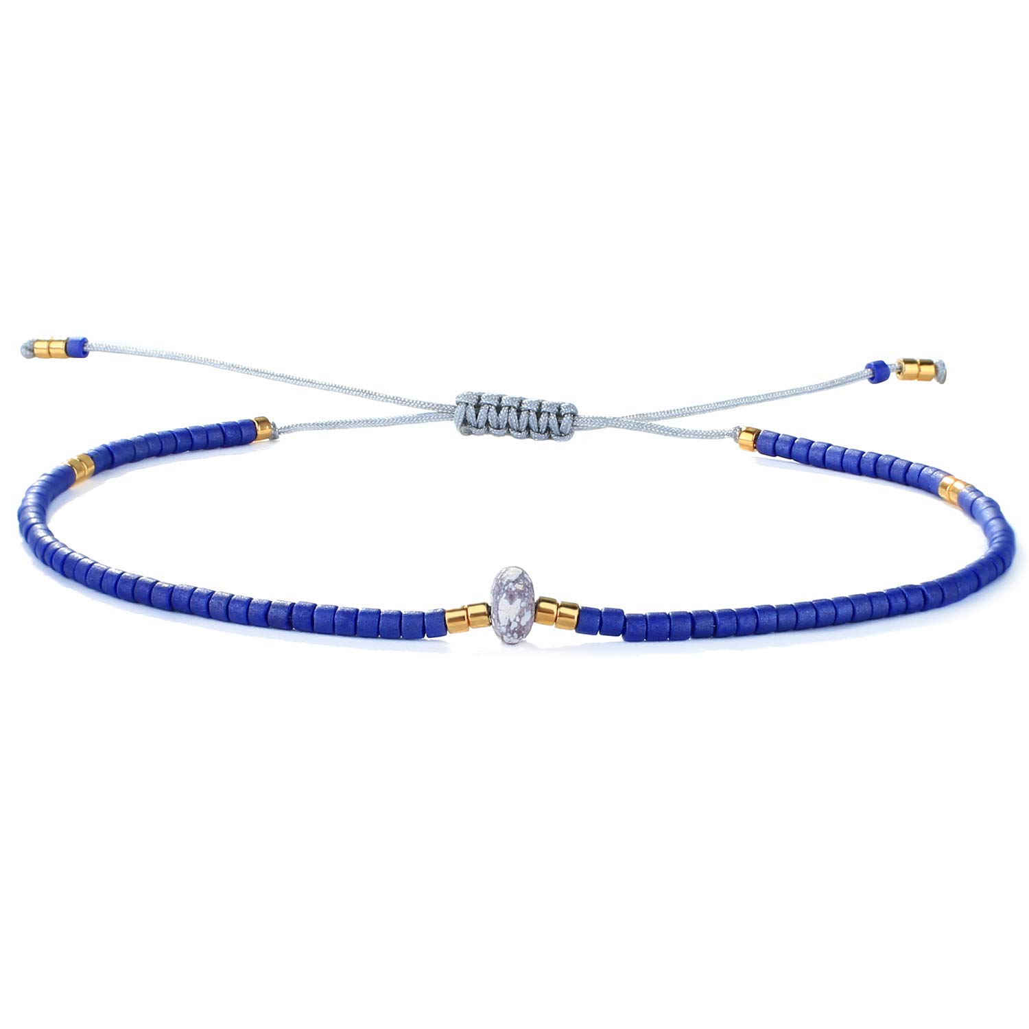 KELITCH Agate Seed Beads Friendship Bracelets for Women - Thin Beaded Bracelet Set - Natural Stone Beaded Jewelry for Beach, Summer, Boho Style & Gifts