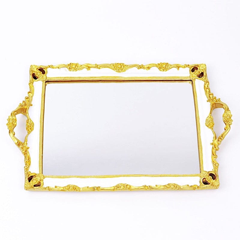 15x10 Inch Metallic Rectangular Mirror Serving Tray with Handles - Elegant Party Decor, Cocktail Serving, Home Decor & Gift Idea for Weddings, Hostess & Housewarming