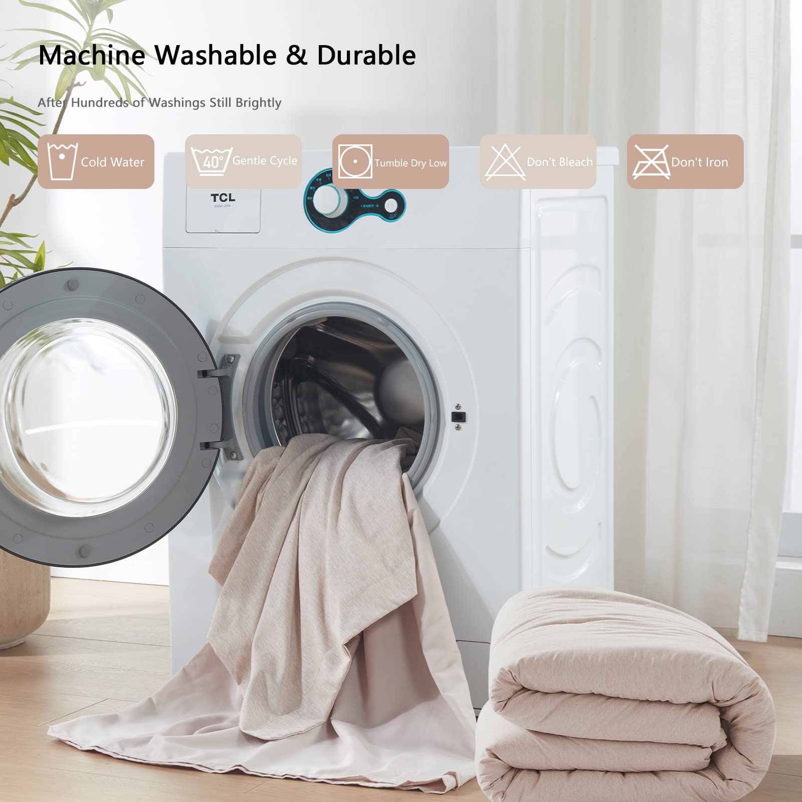 UNILIBRA 7-Piece Queen Comforter Set - All Seasons Soft Bedding Set with Comforter, Flat Sheet, Fitted Sheet, Pillowcases & Shams - Taupe Cationic Dye Bed in a Bag | Perfect for Master Bedroom, Guest Room & Cozy Home Decor