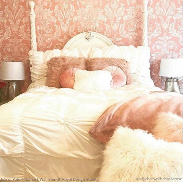 Isle of Palms Damask Wall Stencil - Reusable DIY Painting Template for Home Decor, Accent Walls, and Furniture - Perfect for Bedrooms, Living Rooms, and Craft Projects