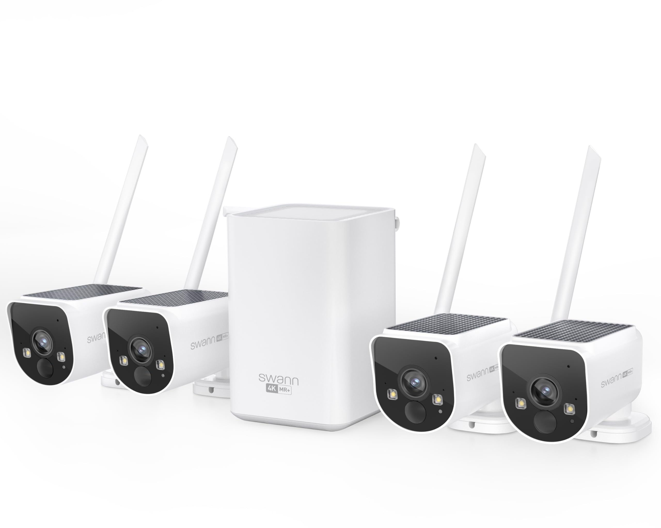 Swann MaxRanger4K Wireless NVR Security System with 4K Solar-Powered Cameras - 4-Camera Outdoor Kit, Forever Charged Solar Panel, Long-Range Wi-Fi, Color Night Vision, True Detect Heat & Motion Sensing, No Monthly Fees, Local Storage (MR4KSD4) - Ideal for Home Security, Business Surveillance, and Property Monitoring