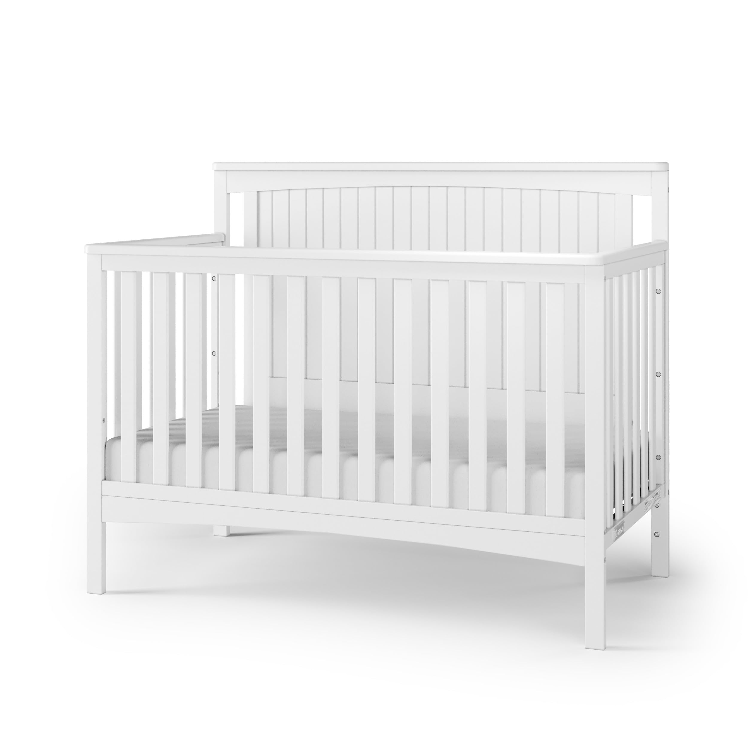 Child Craft Scout 4-in-1 Convertible Crib - Converts to Day Bed, Toddler Bed & Full Size Bed | 3 Adjustable Mattress Heights | Non-Toxic Baby Safe Matte White Finish | Perfect for Nursery, Bedroom & Growing Toddlers