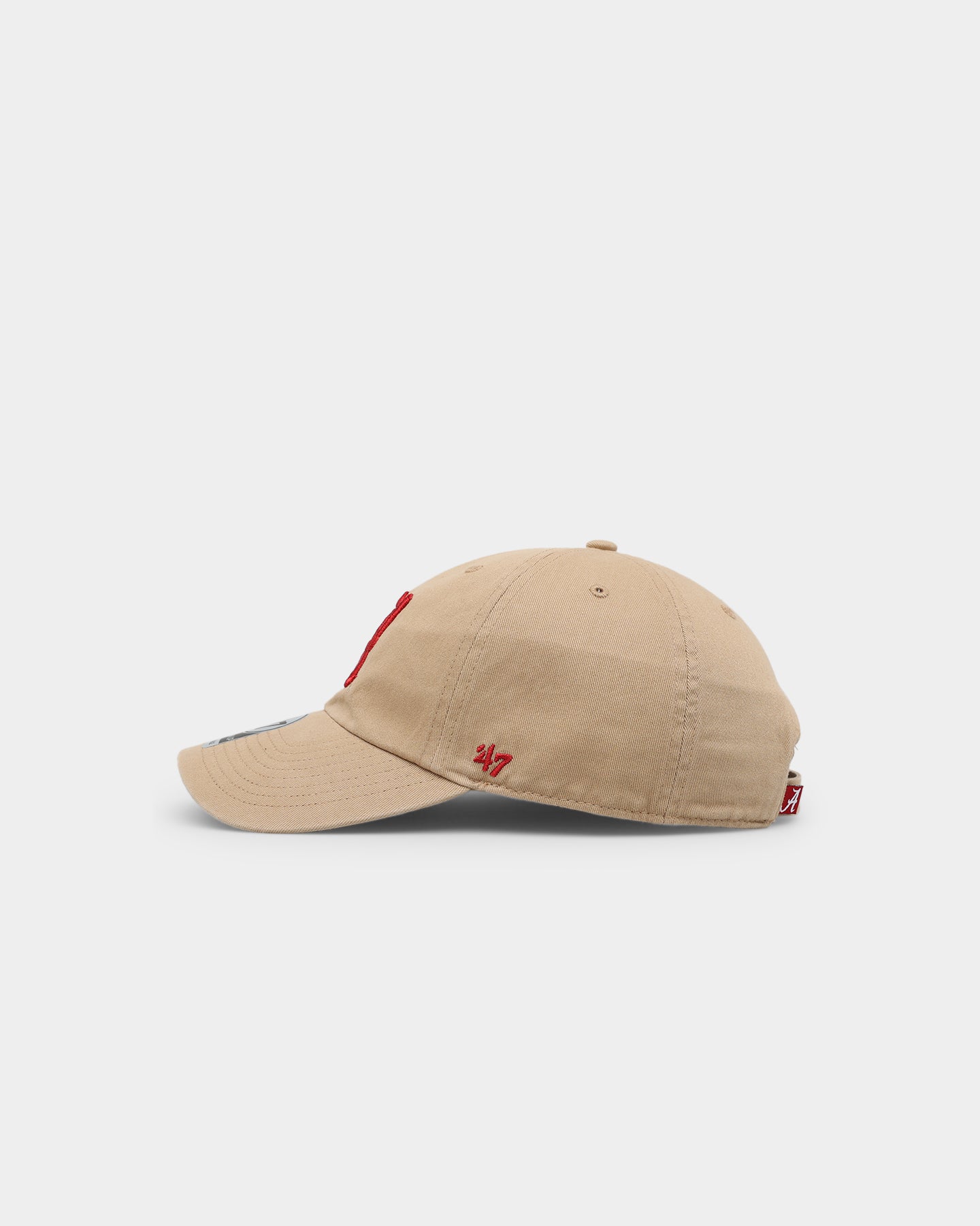 47 Brand Alabama Crimson '47 Clean Up Strapback Khaki Hat - Adjustable Baseball Cap for Men & Women - Perfect for Football Games, Tailgating & Casual Wear