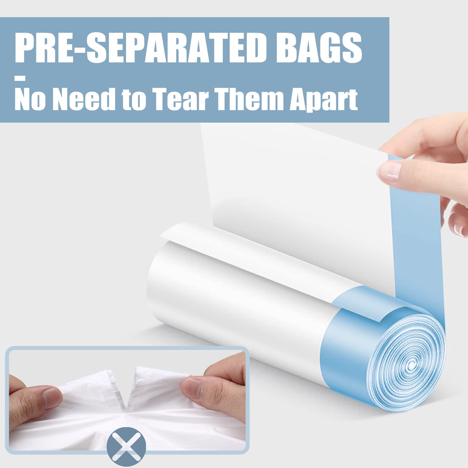 4 Gallon Small Trash Bags with Drawstring - Unscented Tear-Resistant Bathroom Garbage Bags (57 Count, White) - Perfect for Bathrooms, Offices, Dorm Rooms & Small Spaces