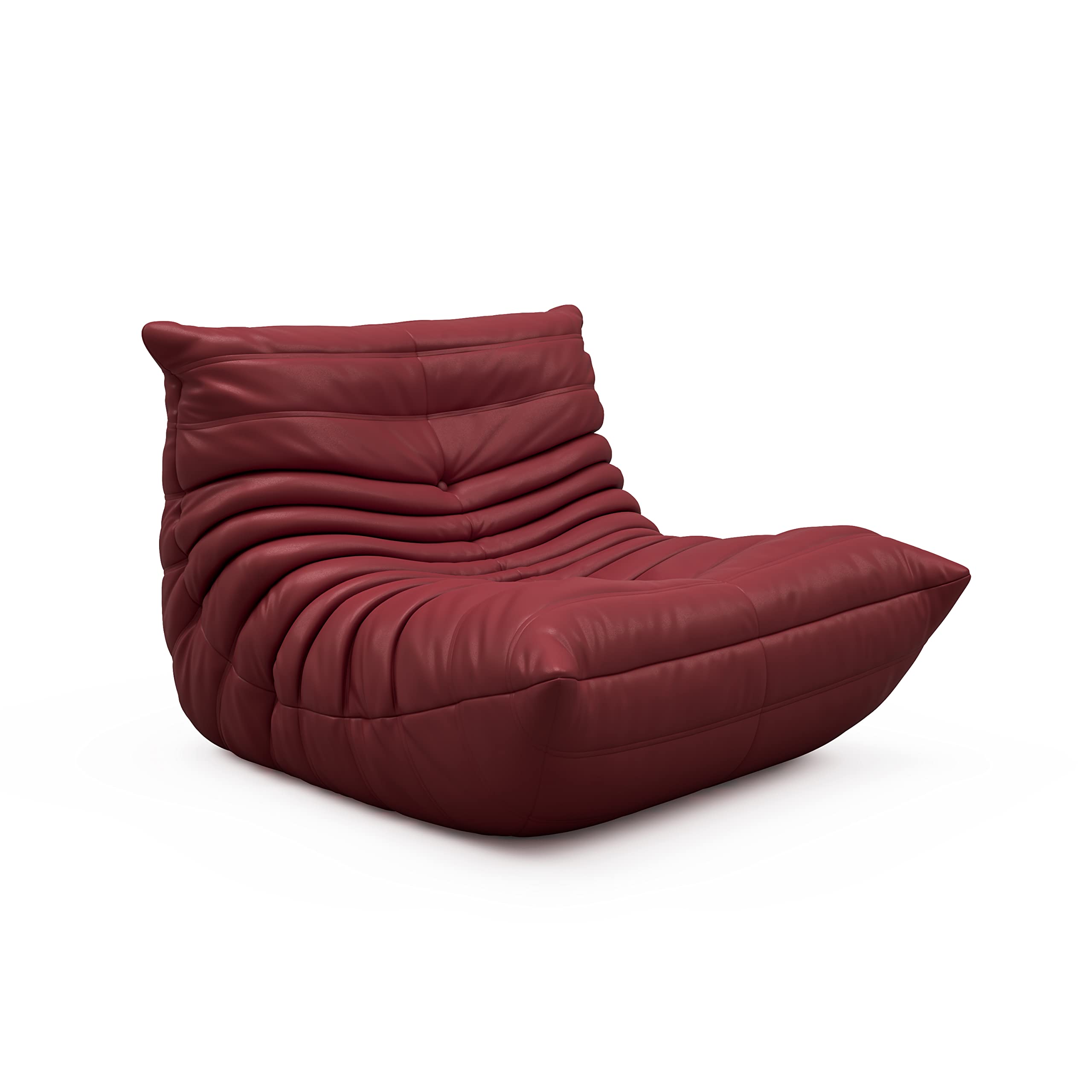 1InchHome Faux Leather Fireside Lounge Chair - Soft Accent Bean Bag Sofa for Living Room, Bedroom, Office & Salon - Modern Floor Seating for Relaxing, Reading & Lounging