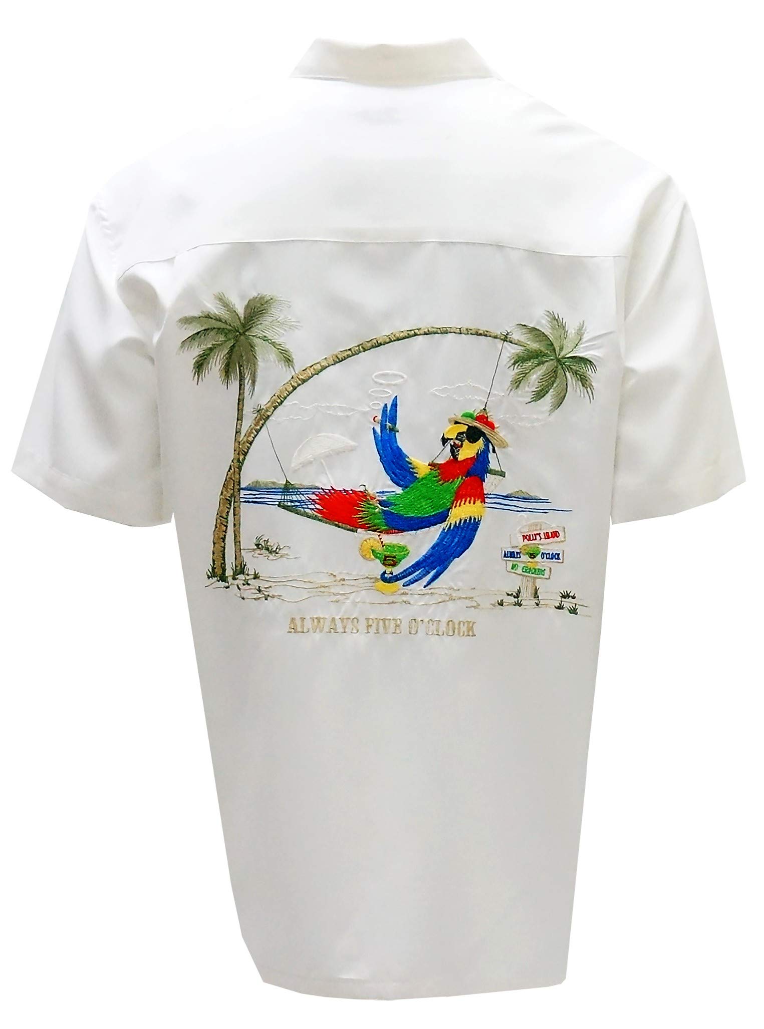 Bamboo Cay Men's Short Sleeve Casual Embroidered Button Up Shirt - Always 5 O'Clock Style - Perfect for Beach Outings, Summer Parties & Casual Office Wear