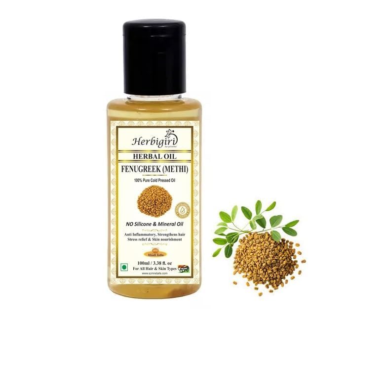 Herbal Fenugreek (Methi) Hair Oil - 100ml for Stress Relief, Anti-Dandruff & Hair Growth | Natural Ayurvedic Treatment for Dry Scalp & Damaged Hair | Perfect for Daily Hair Care & Relaxation