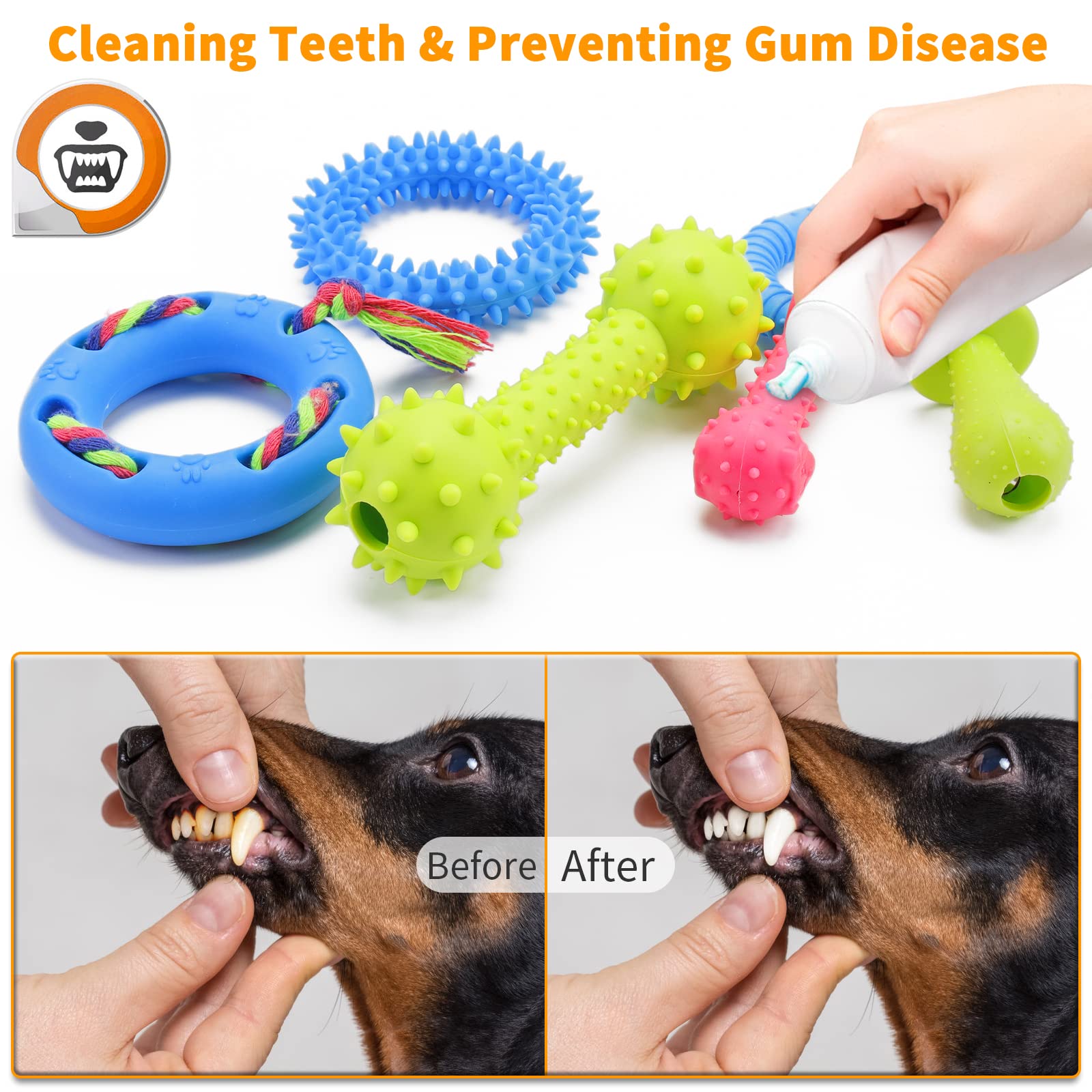 Durable 5-Piece Puppy Teething Toy Set with Chew Ball & Ropes - Indestructible Squeaky Interactive Dog Toys for Small & Medium Dogs (8+ Weeks) - Perfect for Teething Relief, Playtime & Training